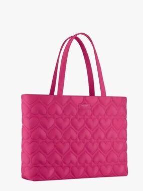 NEW Kate Spade Fragrances Heart Hot Pink Quilted Tote Bag